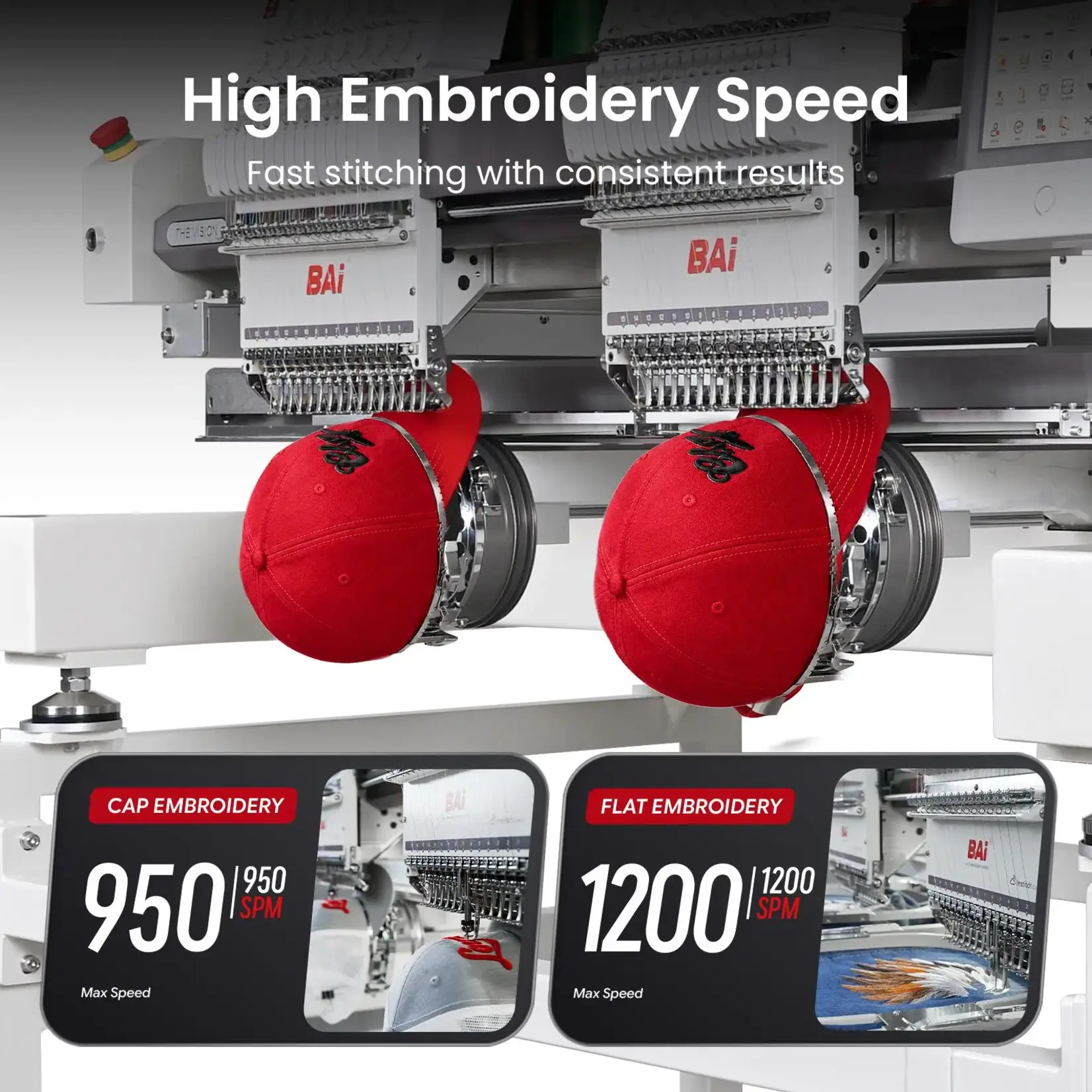 BAi THE VISION-2HEADS Multi-Needle Embroidery Machine
