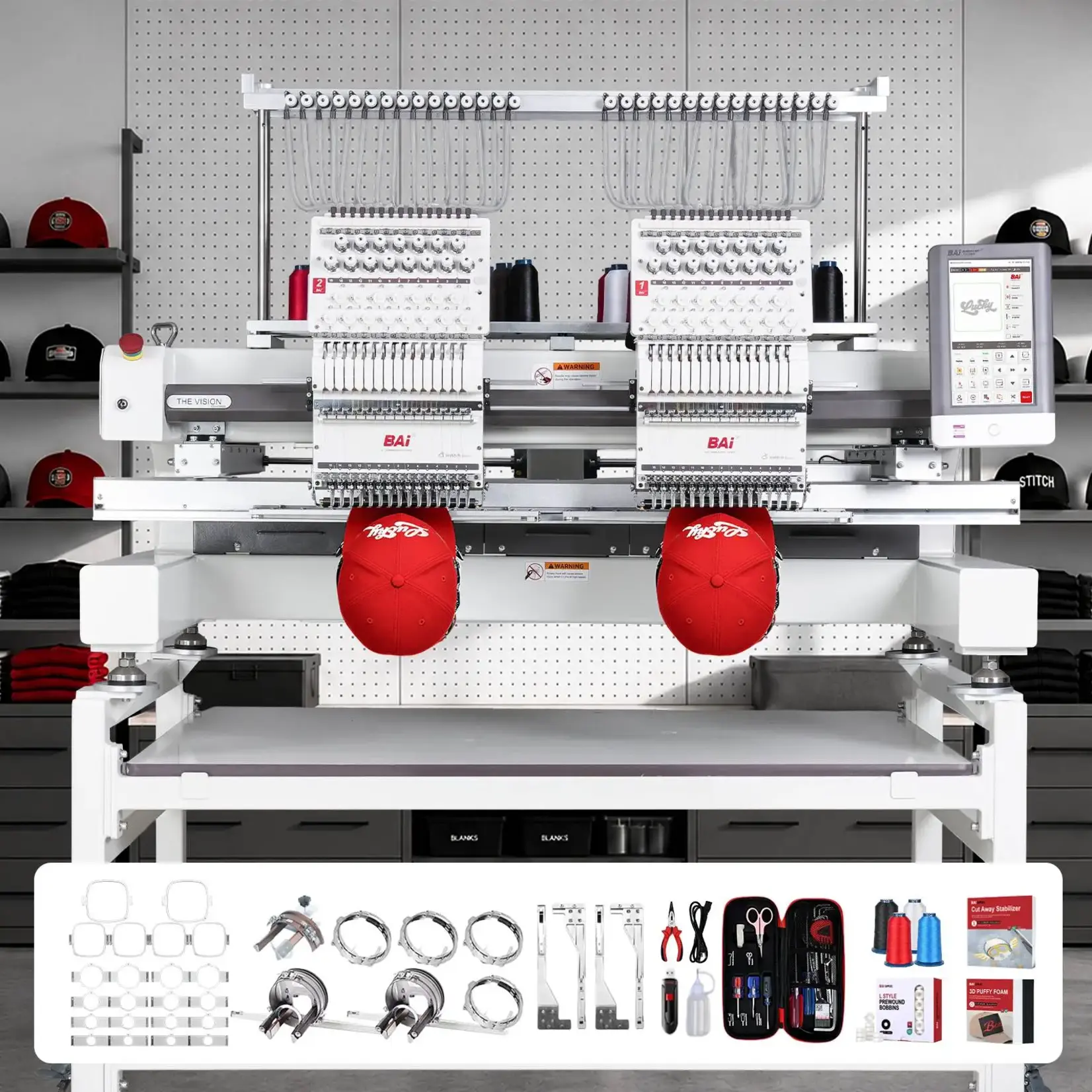BAi THE VISION-2HEADS Multi-Needle Embroidery Machine